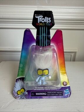 DreamWorks Trolls Tiny Diamond Figure - White Hair, Blue Body. New.